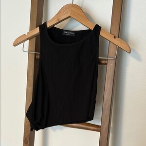 Naked Wardrobe Black Asymmetrical Knot Fitted Crop Tank